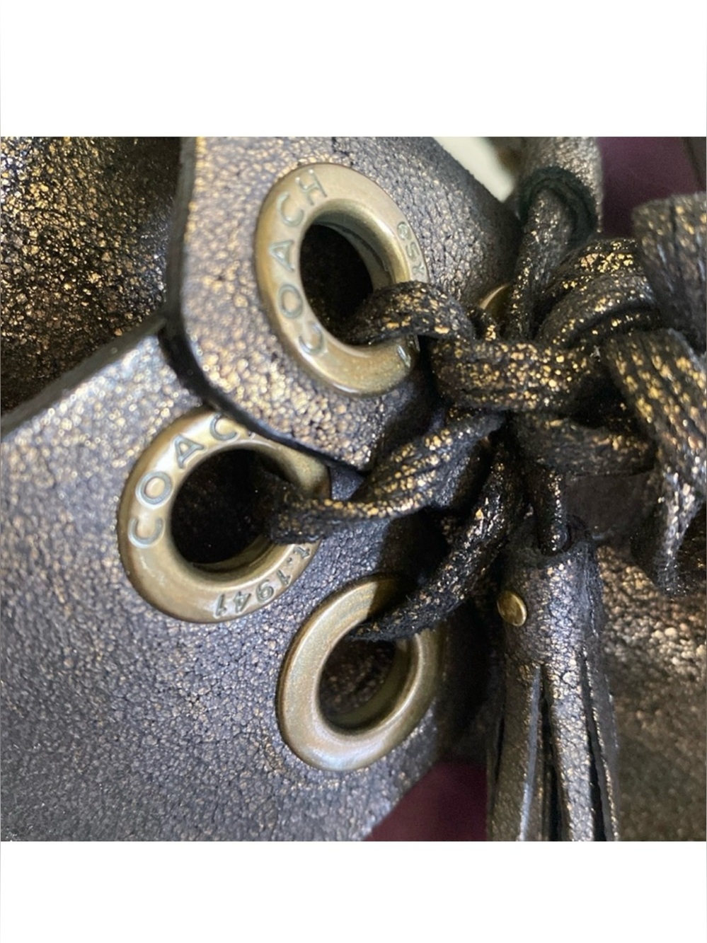 Coach Poppy Rena Metallic Studded Slingback Heels Sz 7 EUC - Picture 6 of 9